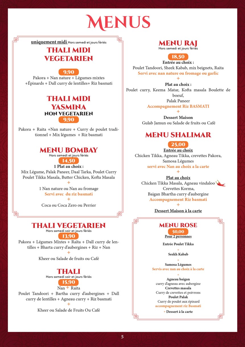 Old Shalimar menu 4