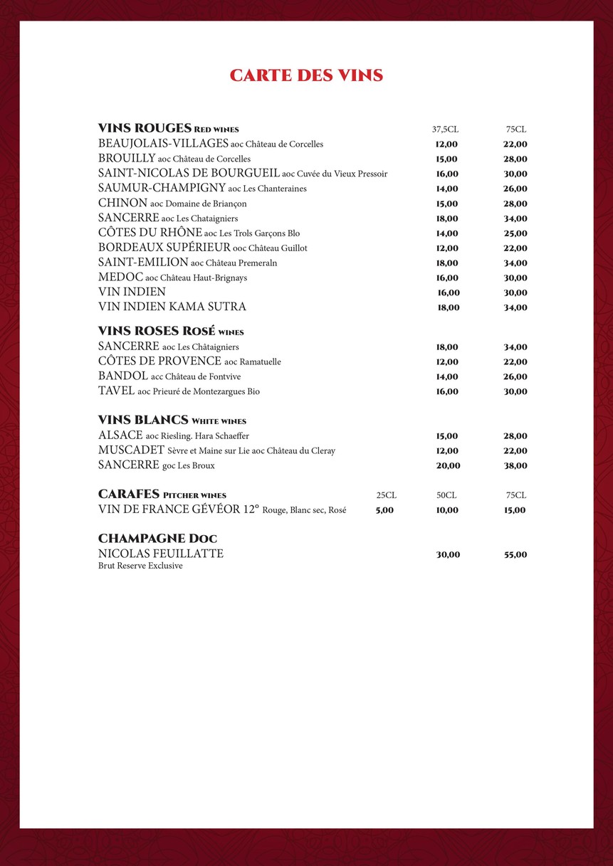 Old Shalimar menu 5