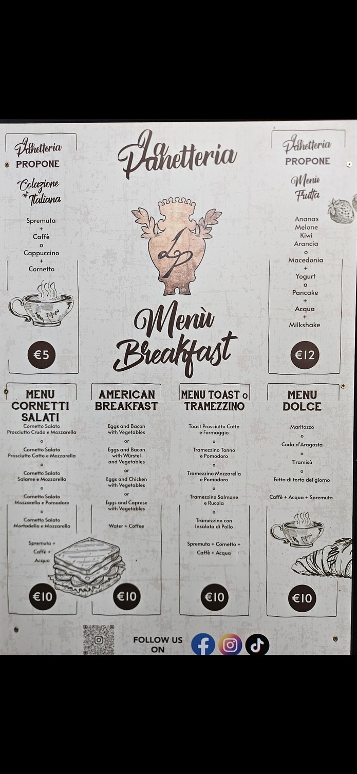 La Panetteria Ristorante menu 1