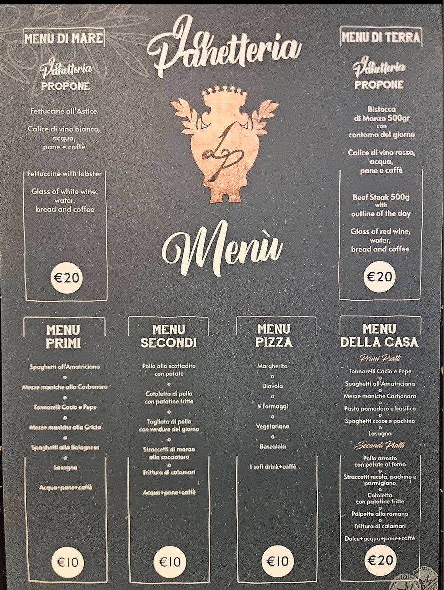 La Panetteria Ristorante menu 2
