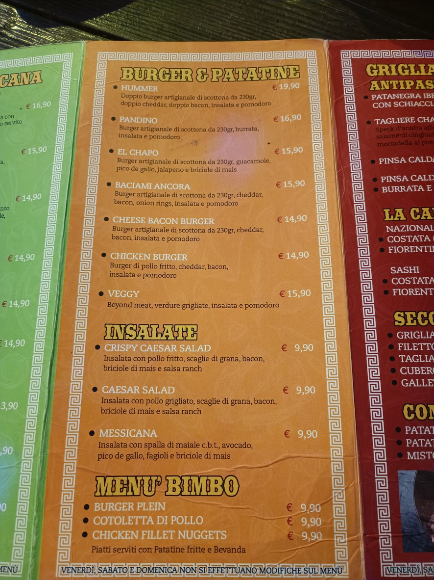 Chattanooga Saloon Appia menu 1