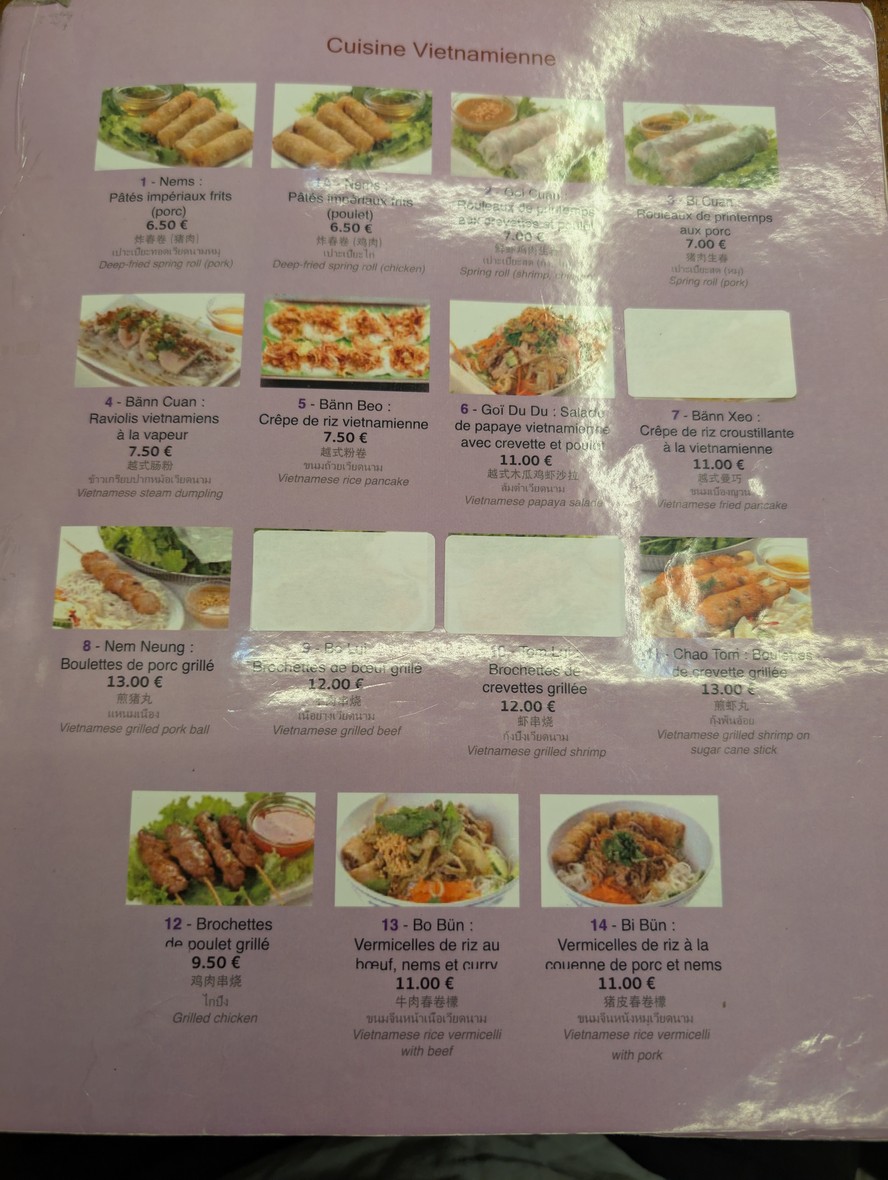 Thai Vien 2 menu 1