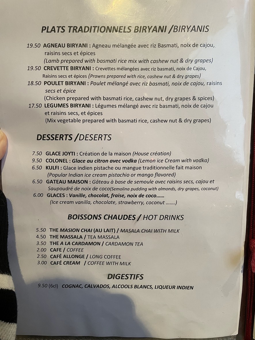 Joyti menu 2