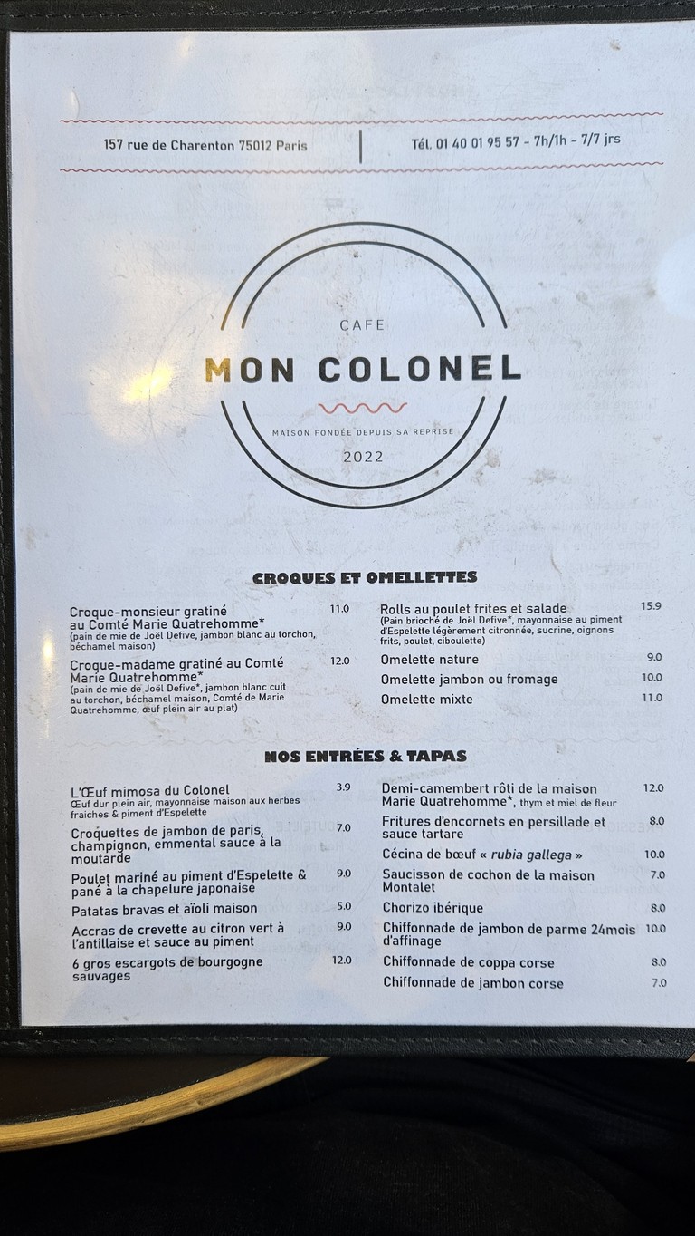 Mon Colonel menu 1