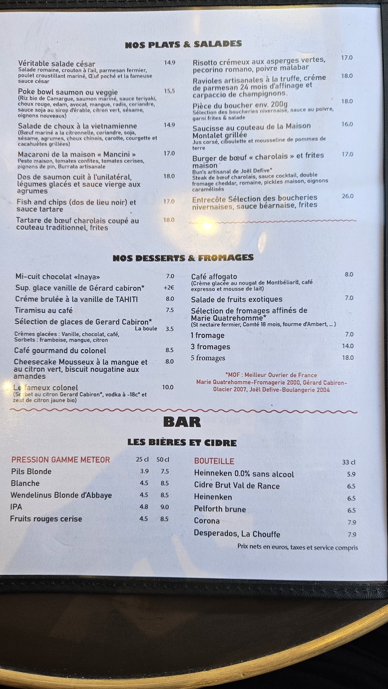 Mon Colonel menu 2