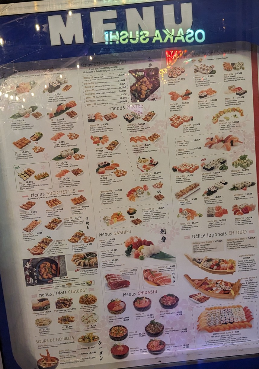 Osaka Sushi menu 2