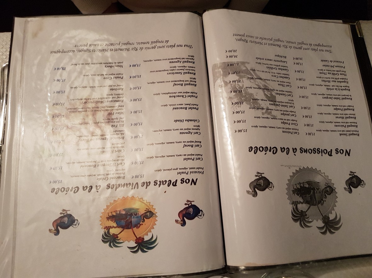 La Charrette Créole menu 2