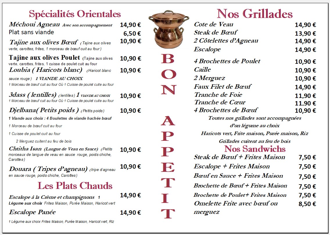 la couscoussiere menu 2