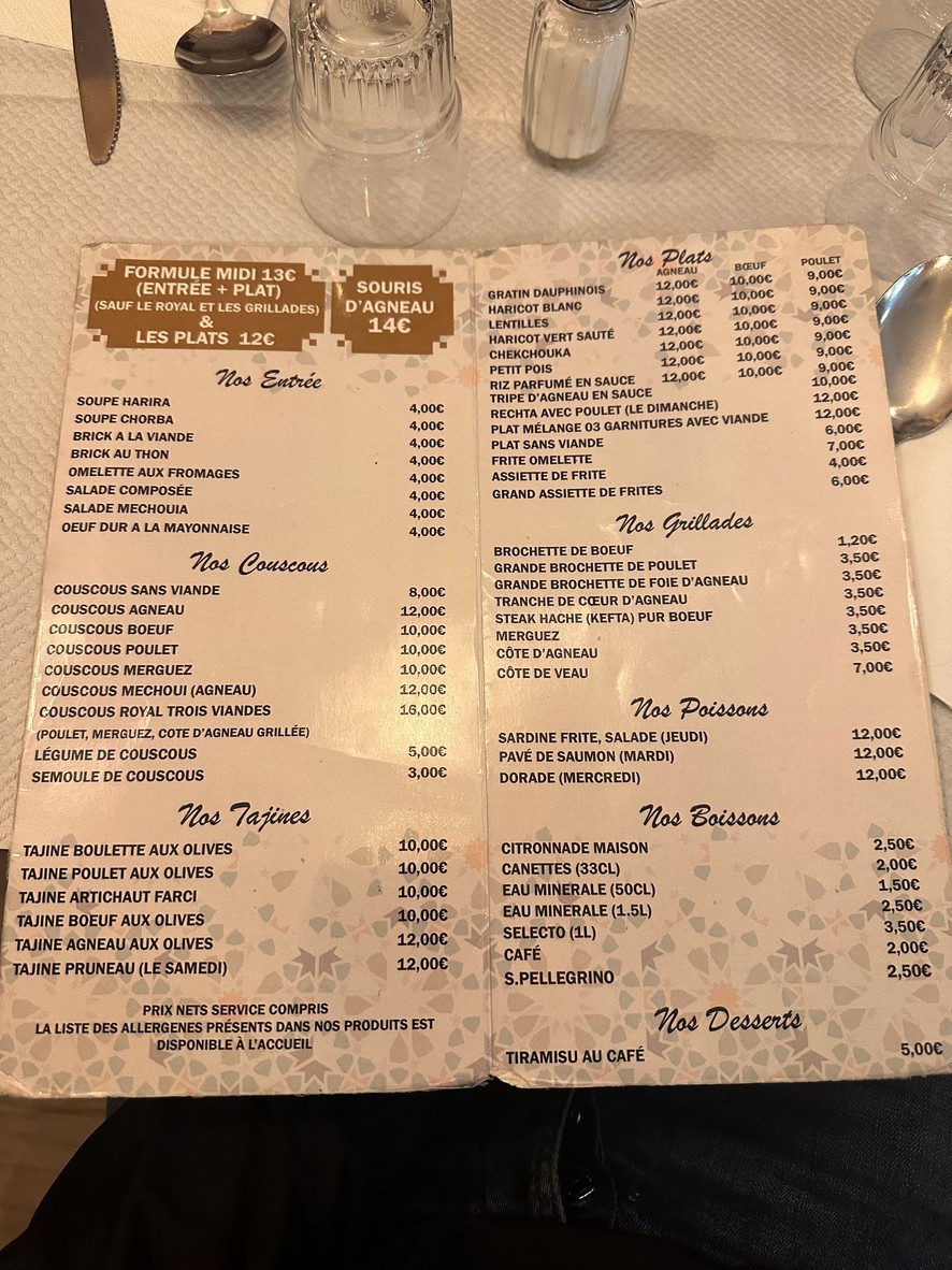 LE TAIS menu 1