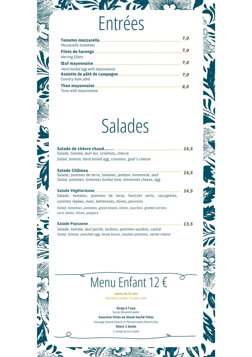Brasserie de l'Esplanade menu 1