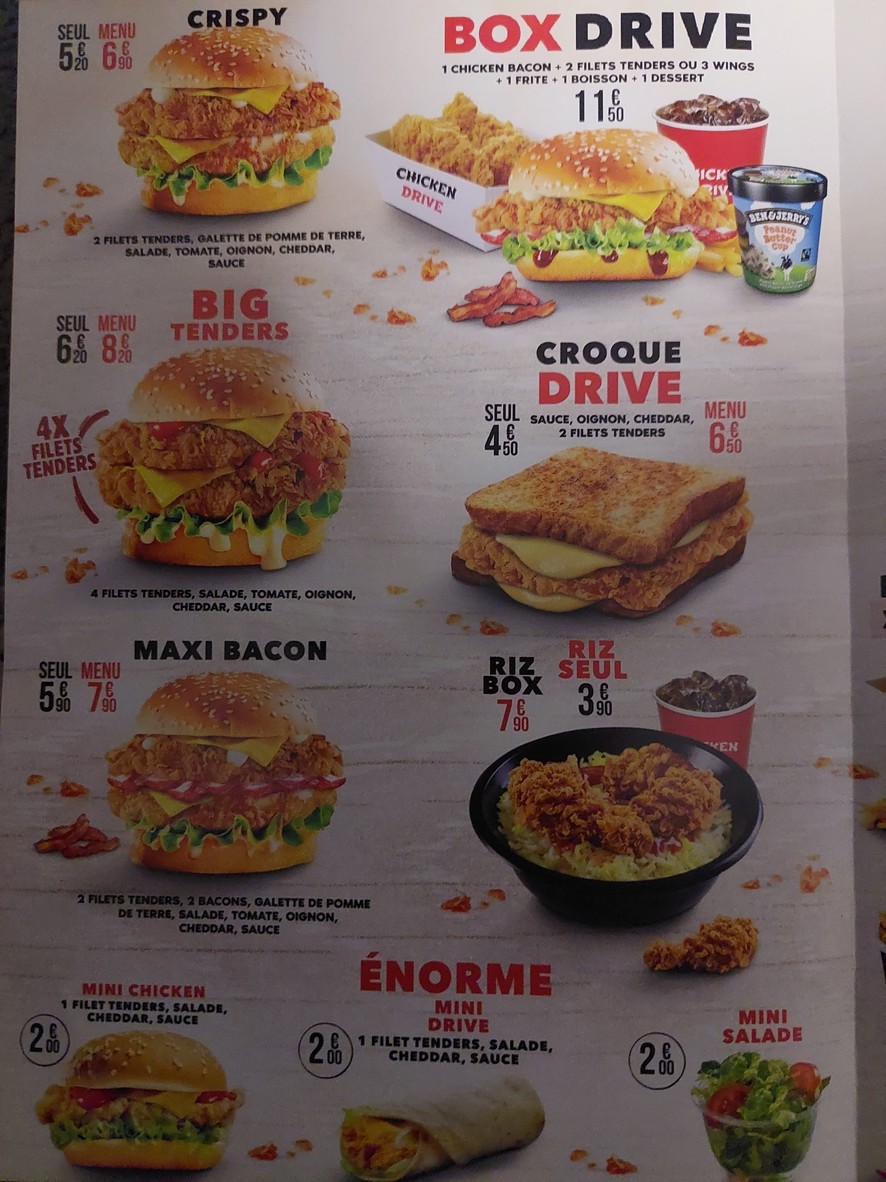 CHICKEN DRIVE ROMAINVILLE menu 3