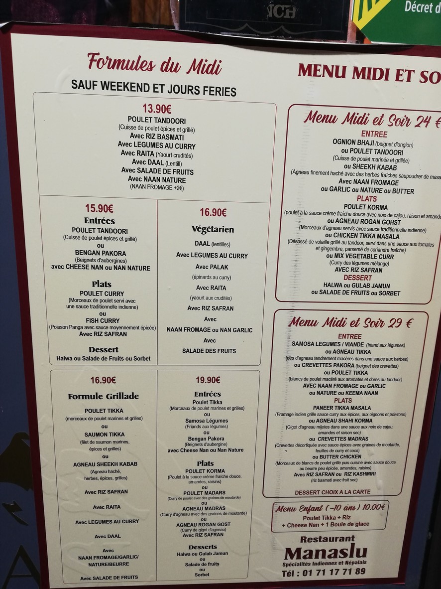 Restaurant MANASLU menu 2