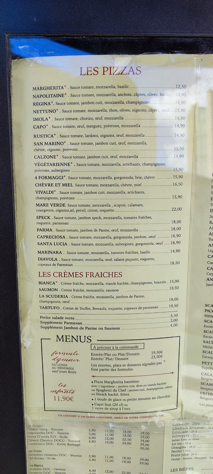 La scuderia menu 2