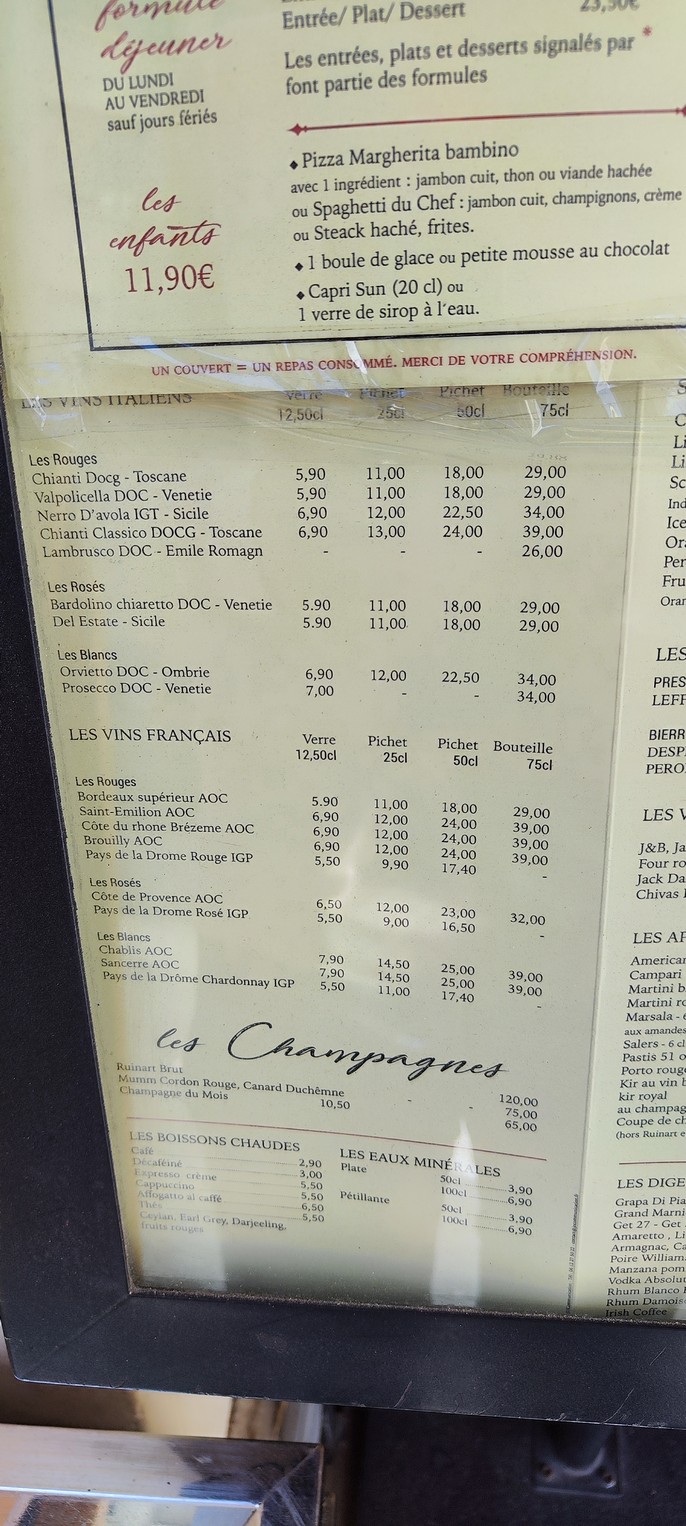 La scuderia menu 3