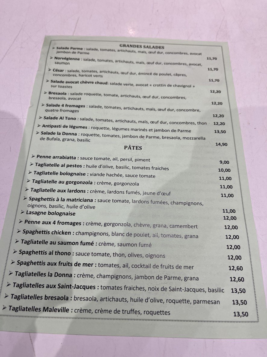 La Donna menu 2