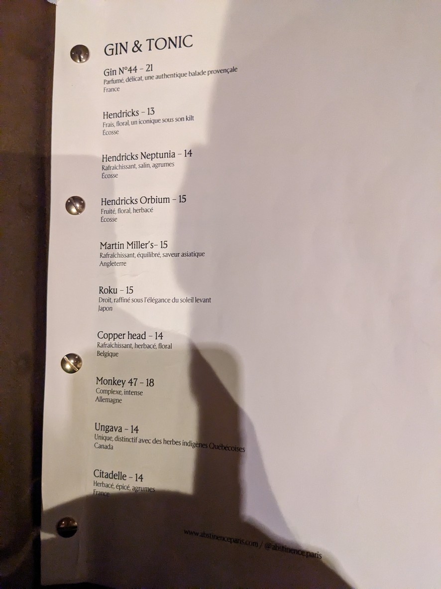 Abstinence - Restaurant & Bar menu 3