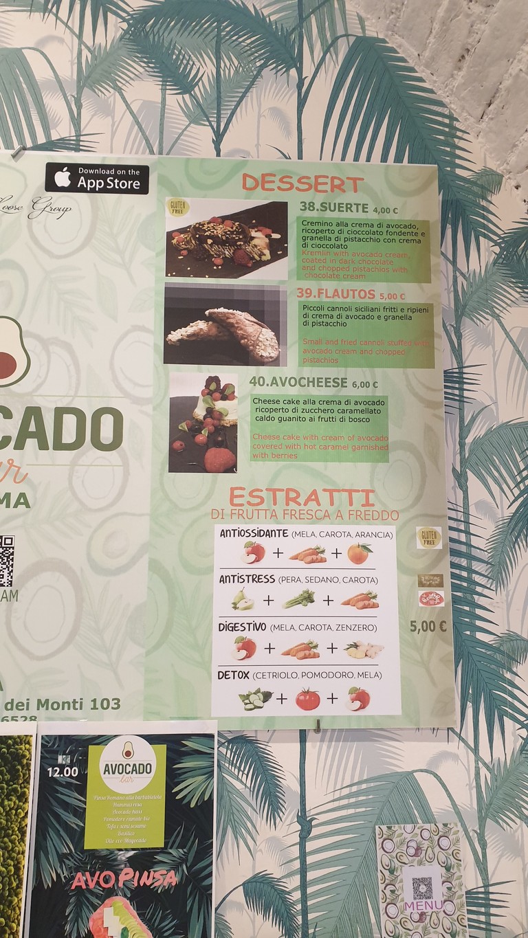 Avocado Bar Roma menu 3
