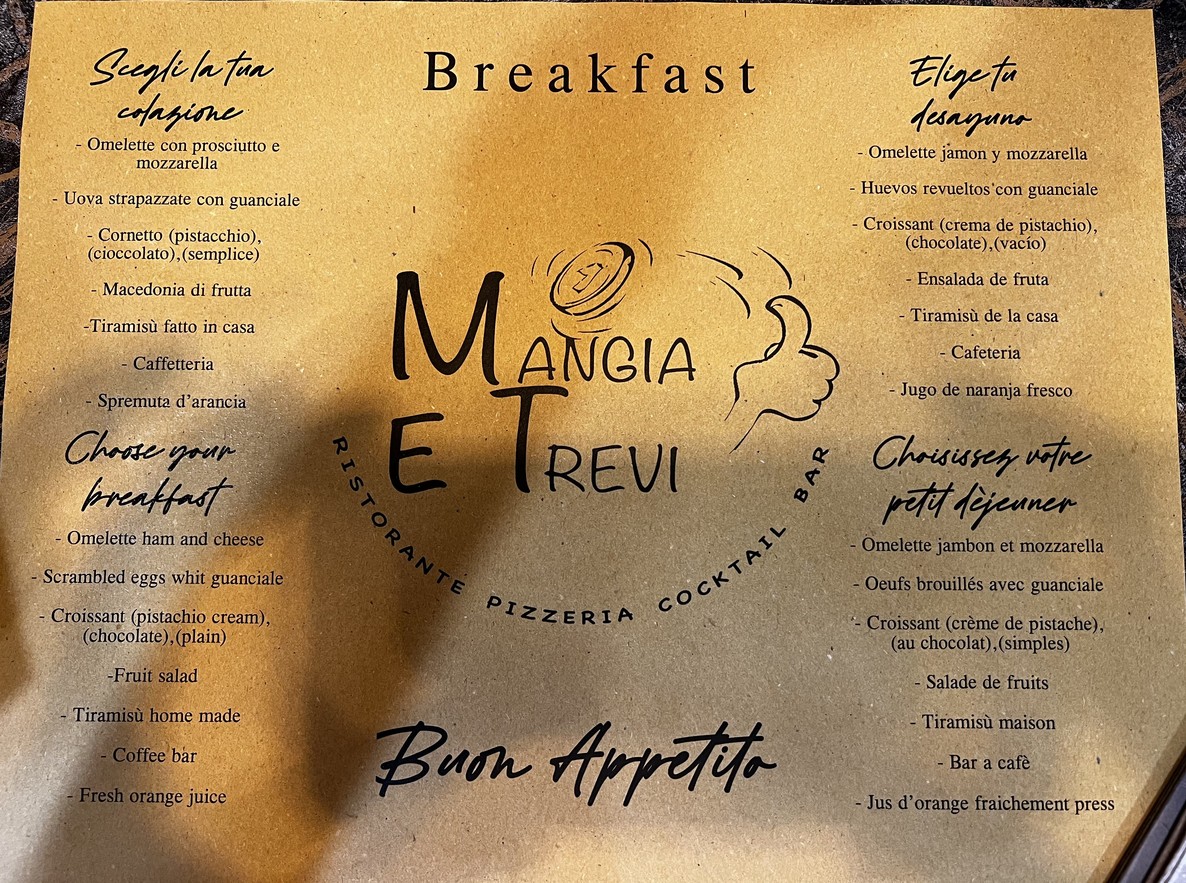 Mangia e Trevi menu 1