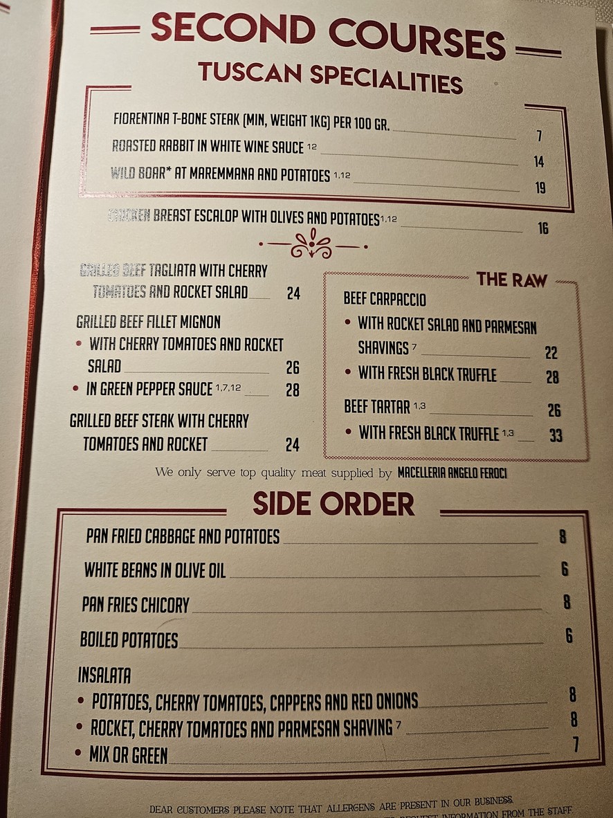 Terra di Siena menu 2