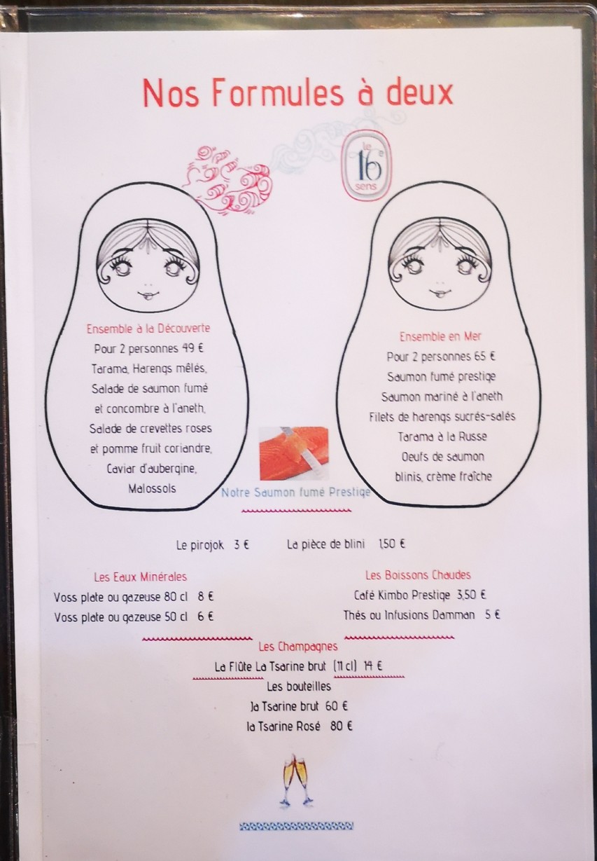 Le 16e Sens menu 3