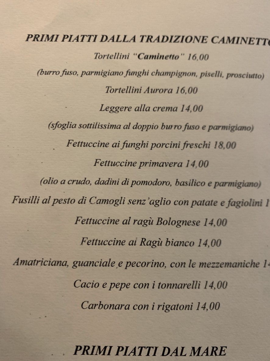 Il Caminetto Restaurant menu 3
