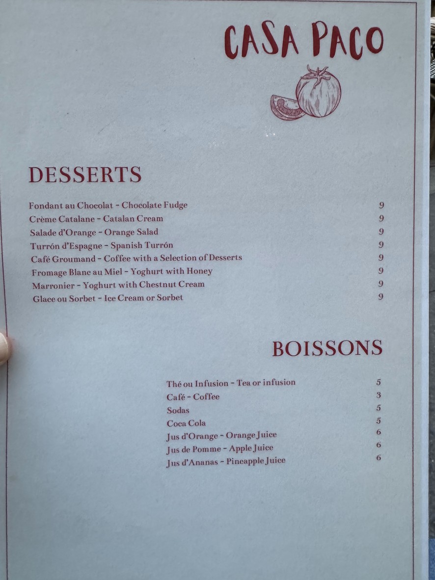 Casa Paco...Restaurant menu 2