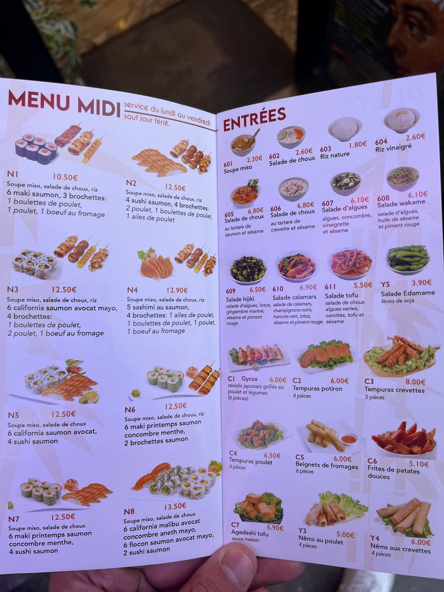 Fukuda sushi menu 1