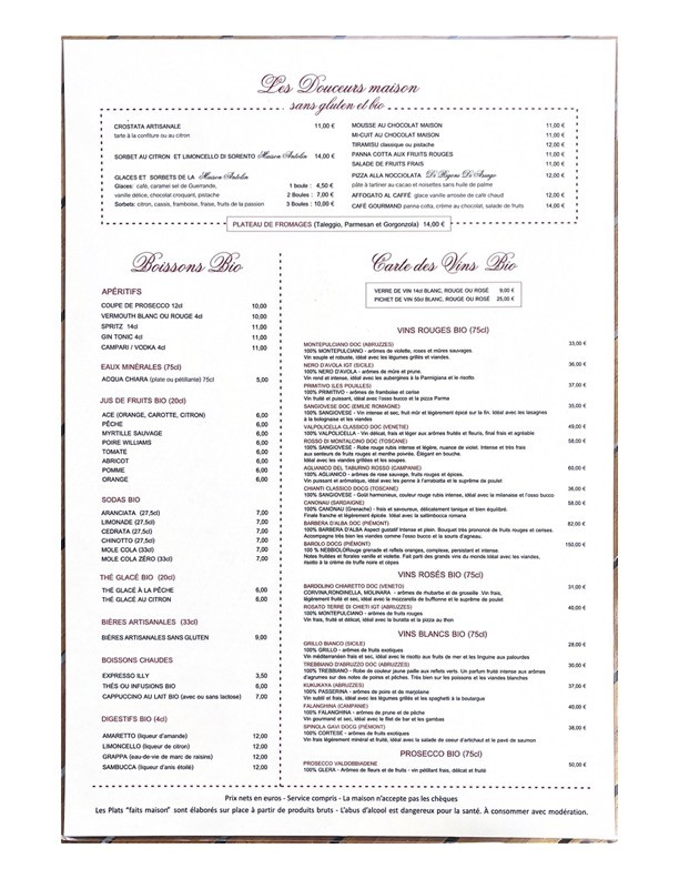 Su Misura menu 2