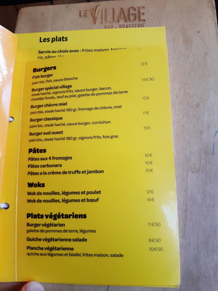 Le Village menu 2