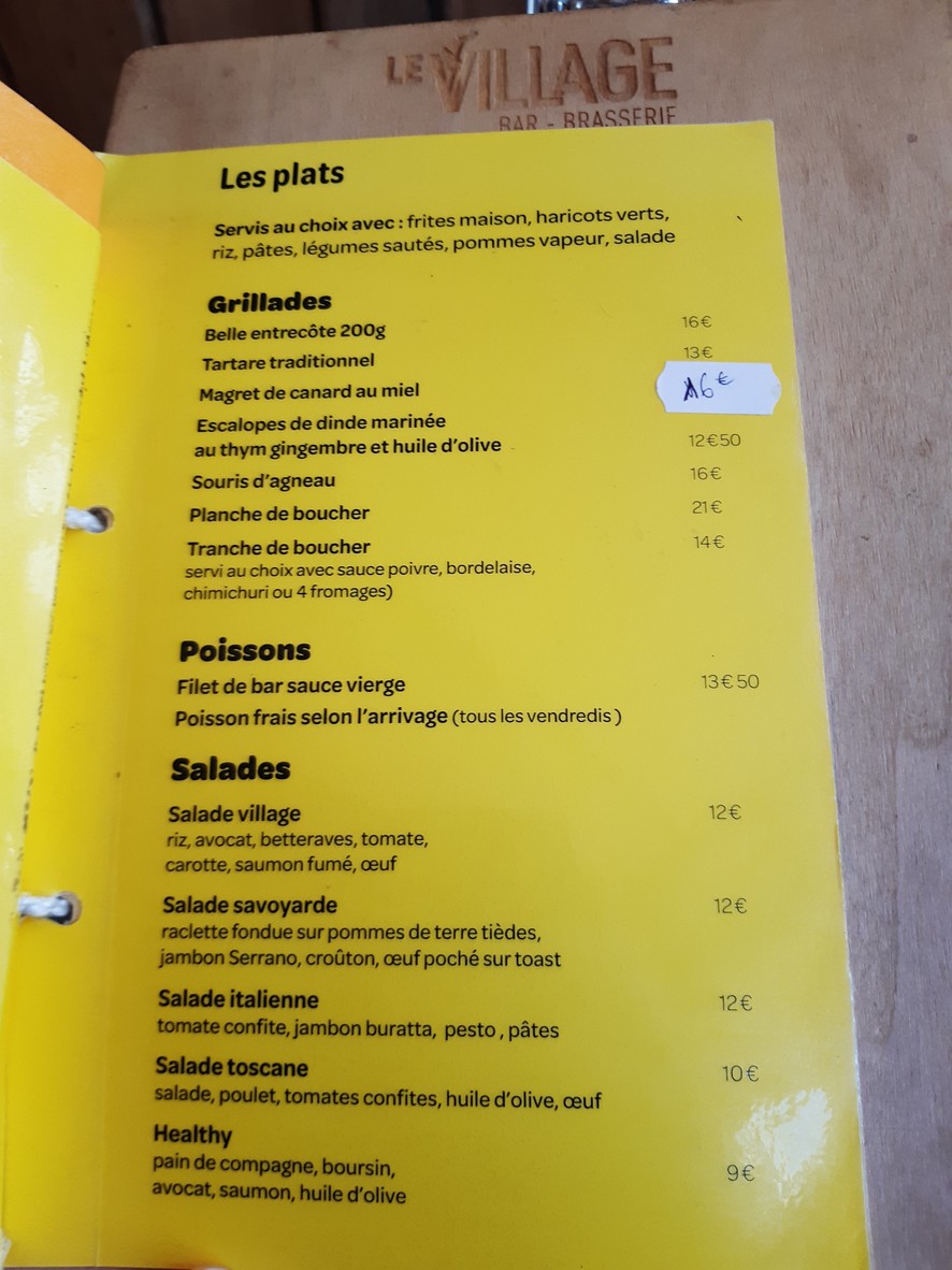Le Village menu 3