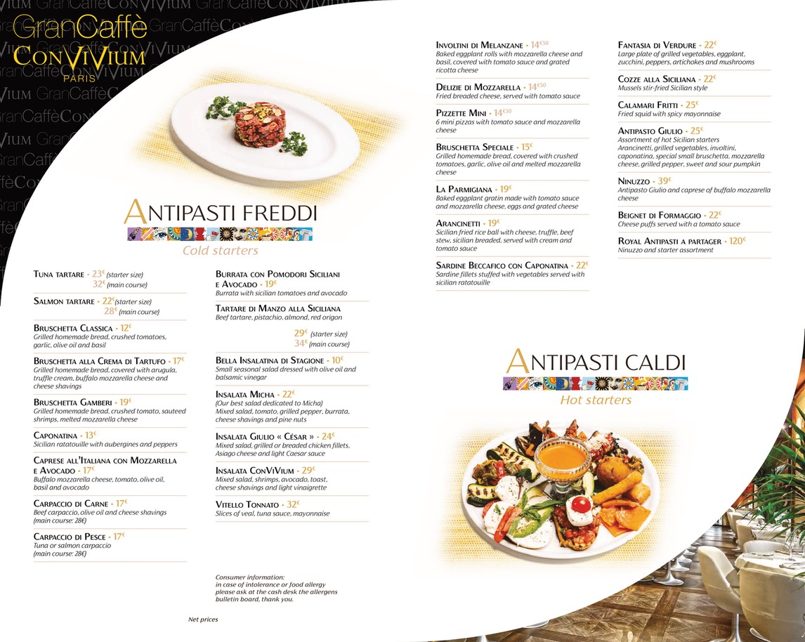 Gran Caffè Convivium menu 1