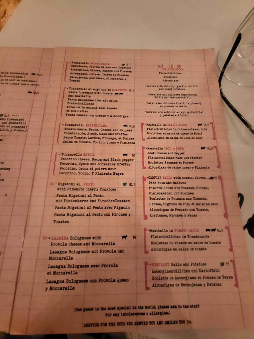 Tonnarello Calisto menu 3