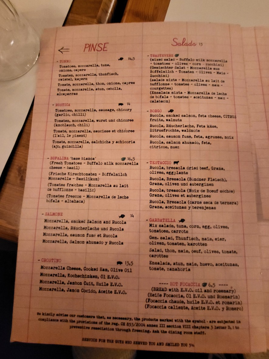 Tonnarello Calisto menu 5
