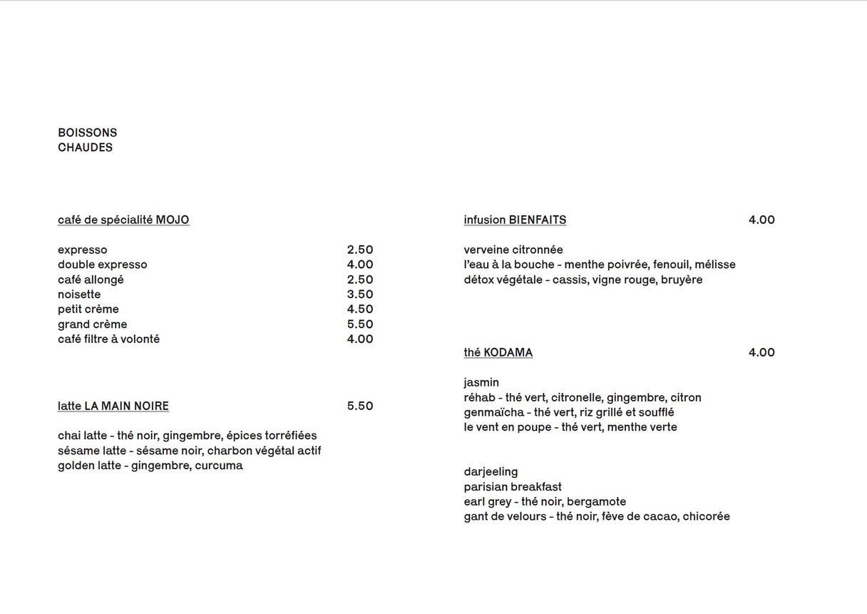 Entame - Café-Cantine de quartier menu 1