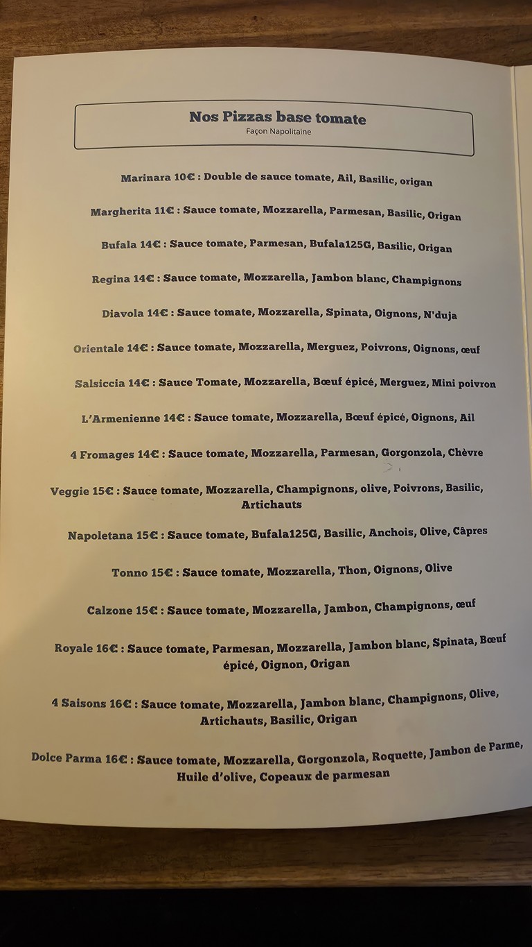 La Cantine D'Issy - Pizzeria Napolitaine menu 2