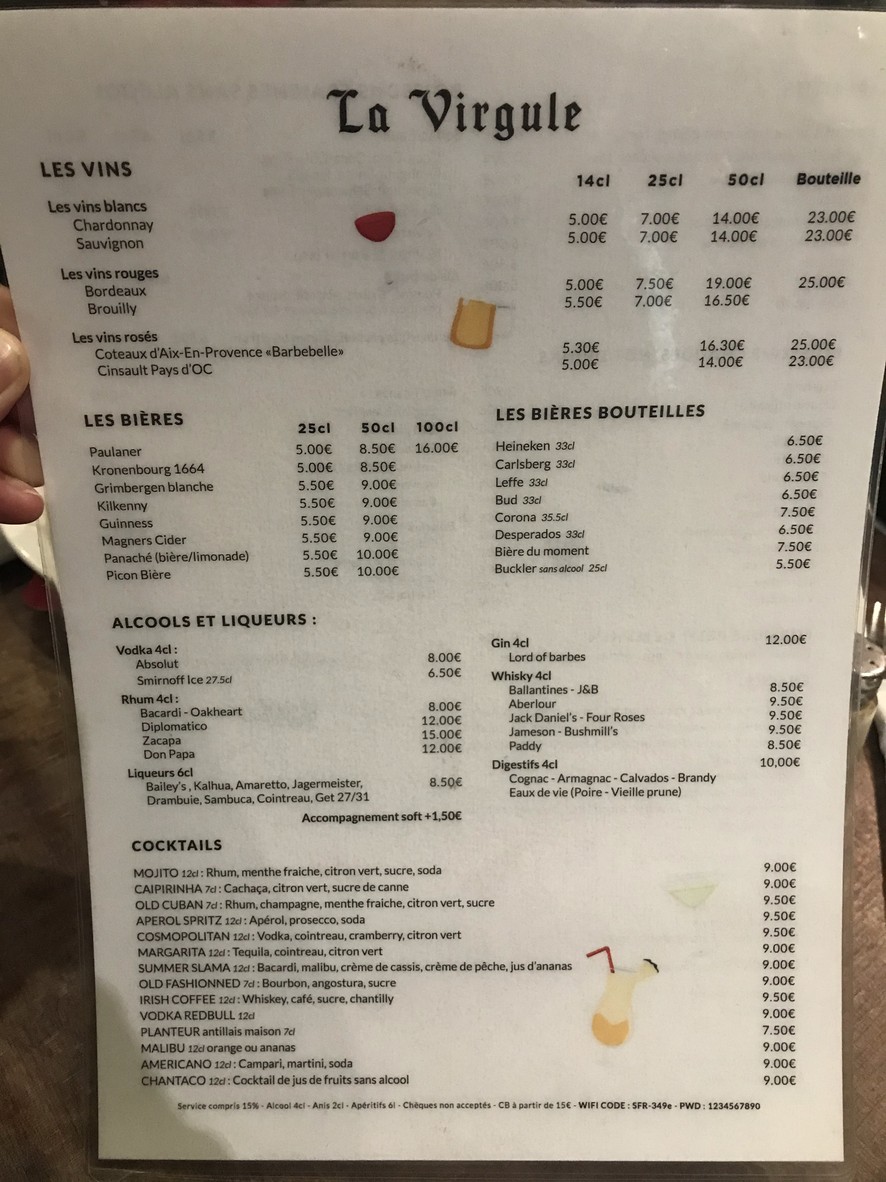 La Virgule menu 2