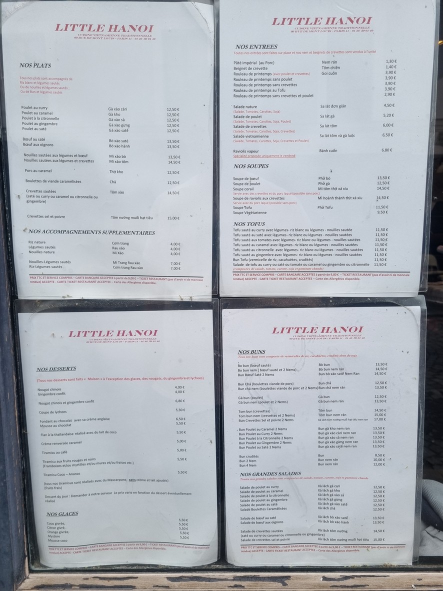 Paris-Hanoi menu 1