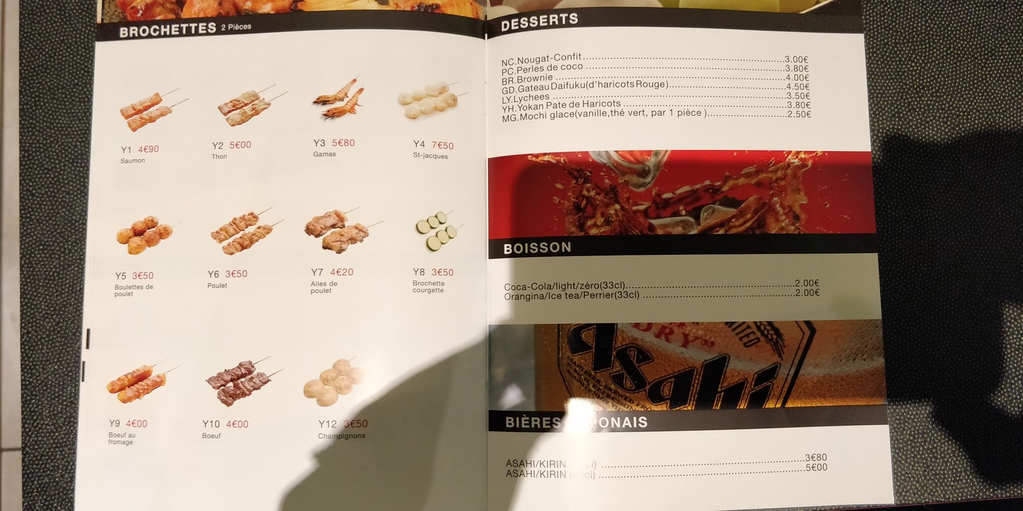 Yi Sushi menu 2