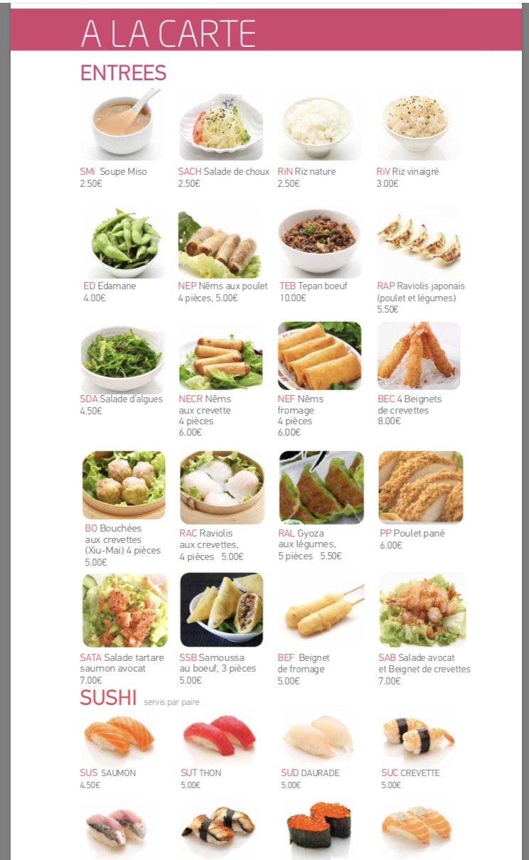 TAIYO menu 1