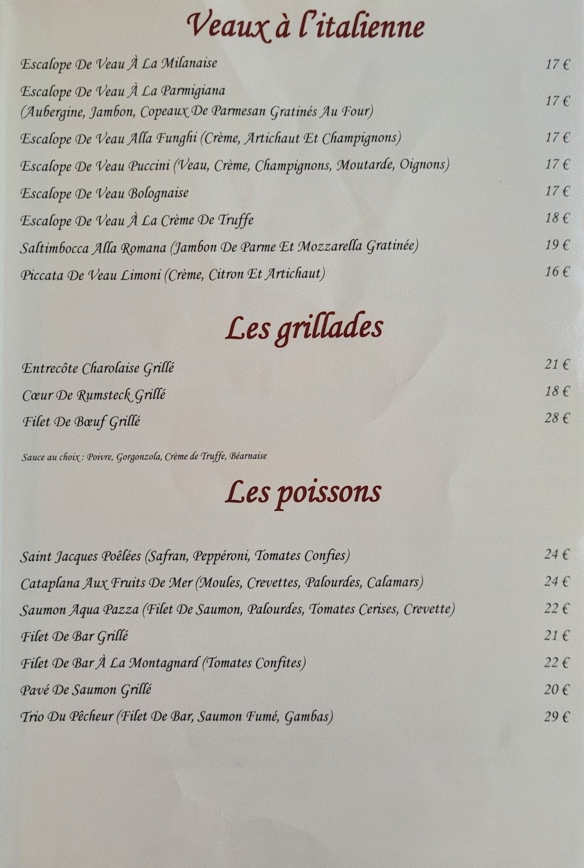 Le Filippo menu 3