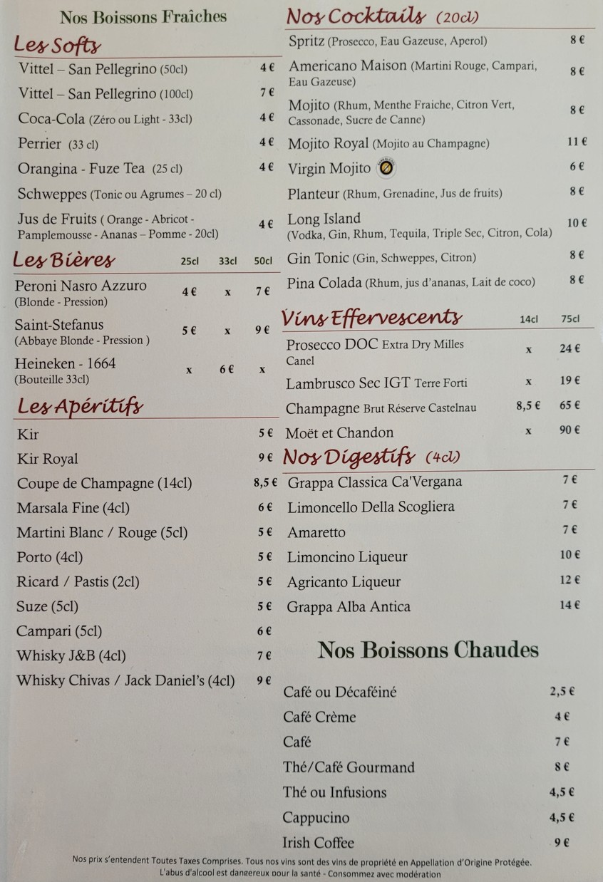 Le Filippo menu 5