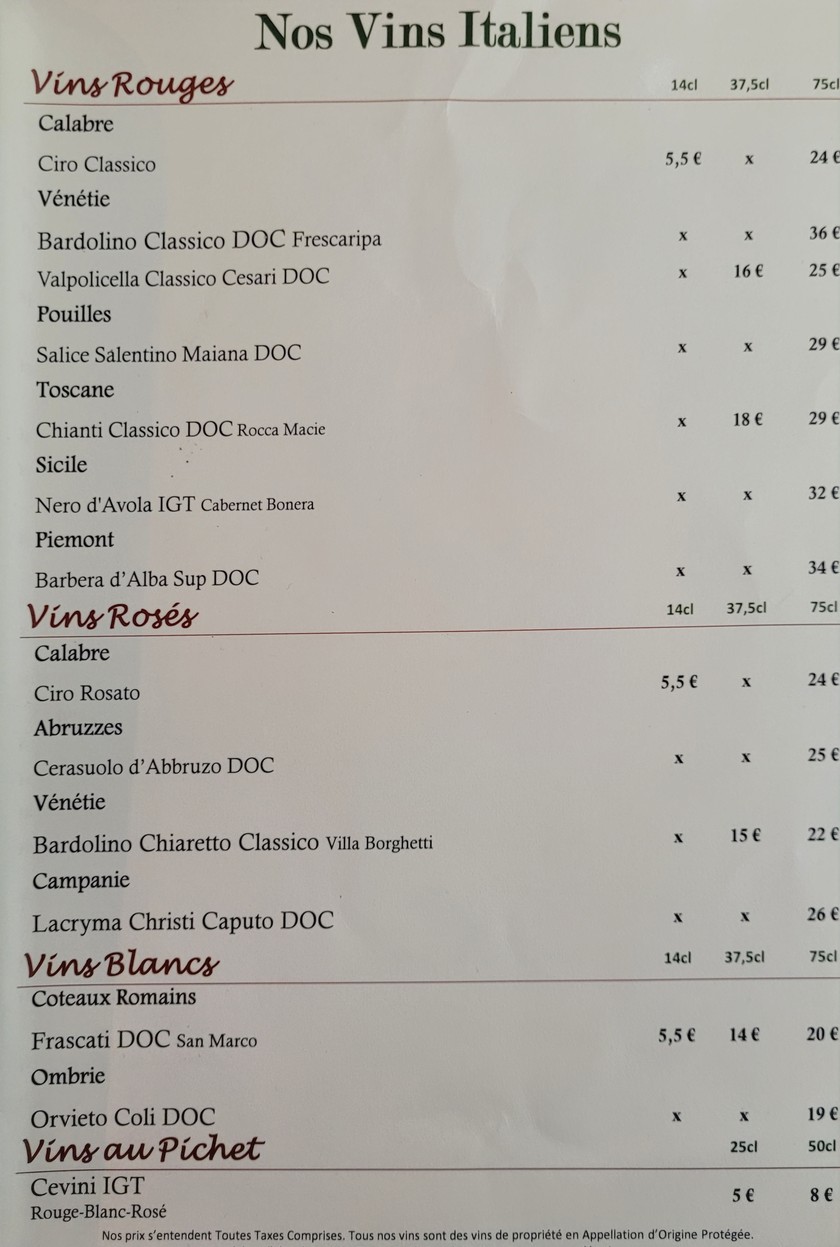 Le Filippo menu 7