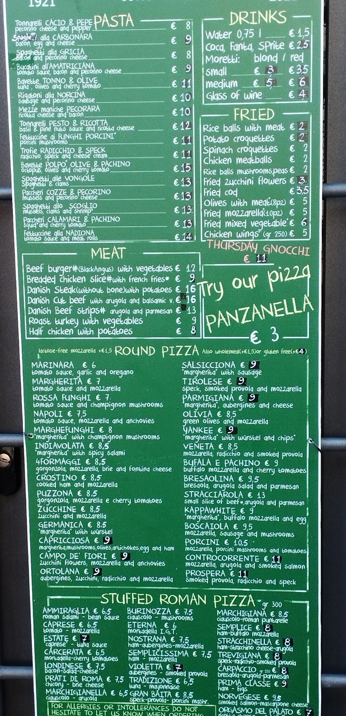 Frontoni dal 1921 menu 1