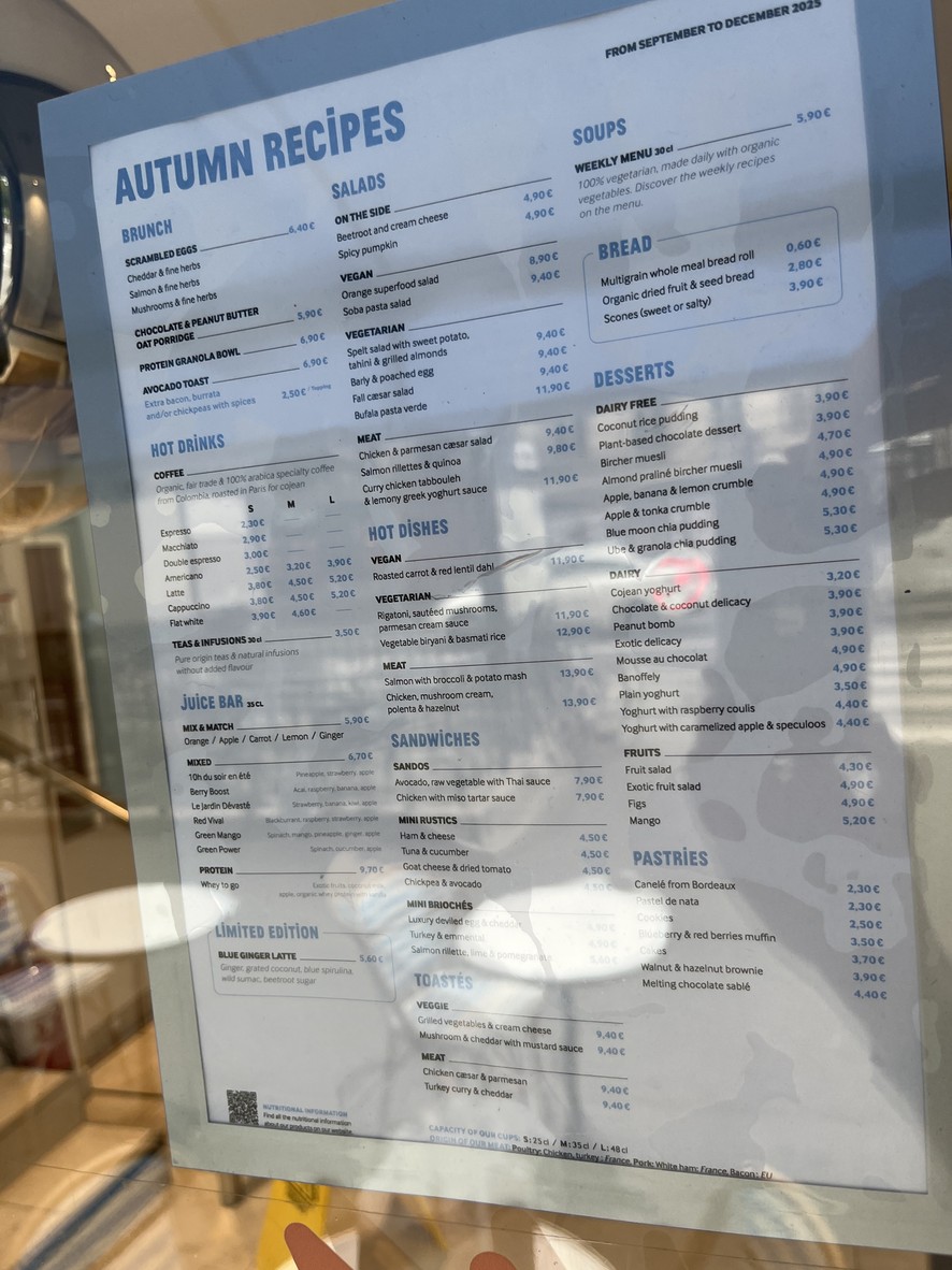Cojean Grands Boulevards menu 1