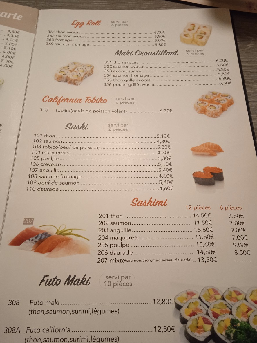 Tokyo menu 1