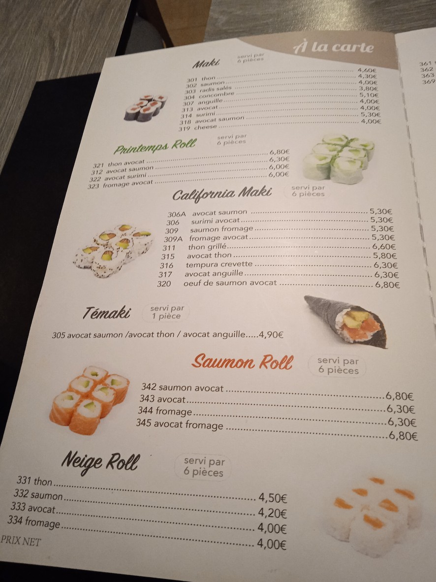 Tokyo menu 2