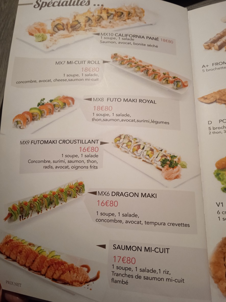 Tokyo menu 3