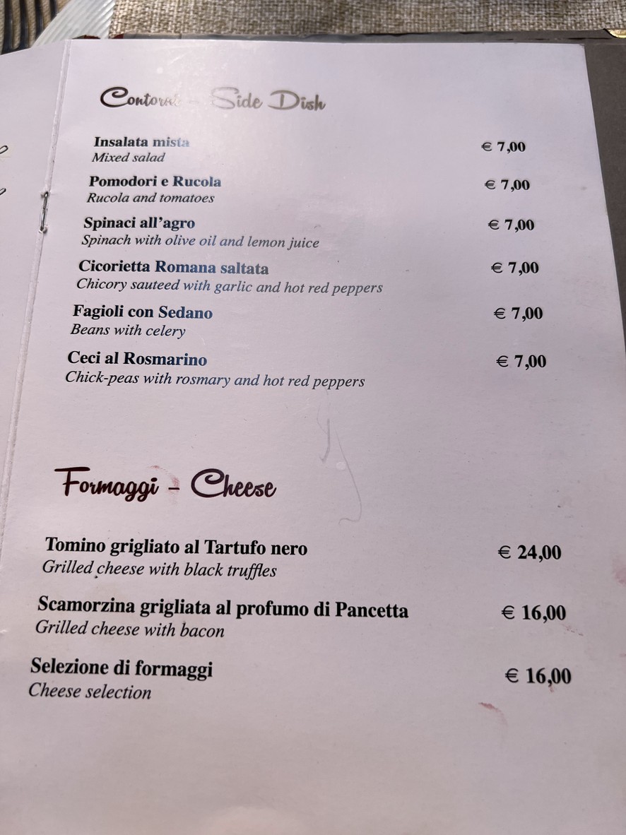 Osteria del Sostegno menu 4