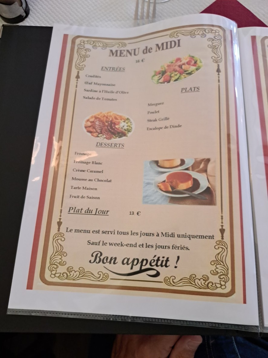 Aux Brochettes menu 1