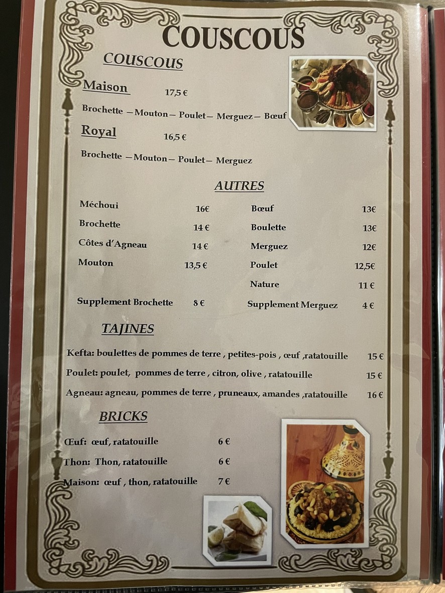 Aux Brochettes menu 3
